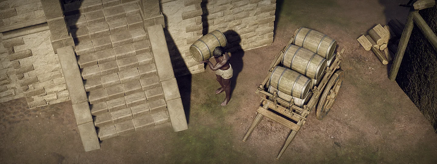 A Hand Cart loaded with Barrel containers brings loose supplies together for transport.